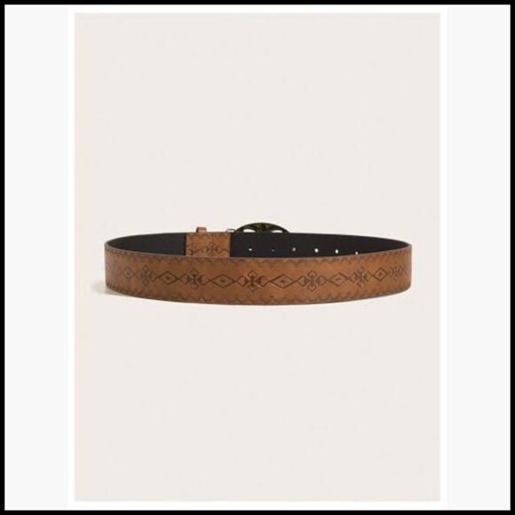 Retro Vintage Metal Buckle Belt Faux Leather Western Cowgirl Waist